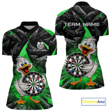 Load image into Gallery viewer, Custom Green Duck Funny Dart Shirt Dart Team Jersey for Women Dartboard Polo &amp; 1/4Zip NNT167