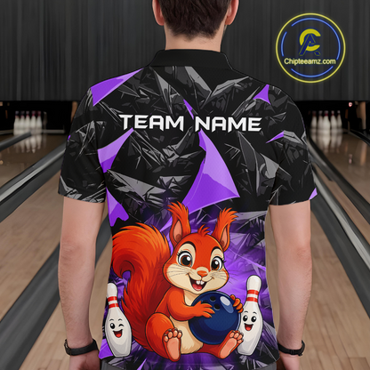 Funny Purple Squirrel Custom Bowling Jersey for Men Bowling Team Shirts Bowling League HNT302