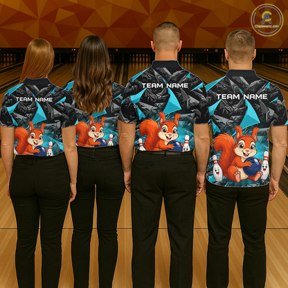 Funny Turquoise Squirrel Custom Bowling Jersey for Women Bowling Team Shirts Bowling League HNT302