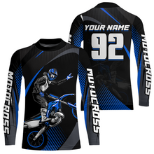 Load image into Gallery viewer, Personalized Blue Motocross Shirts Racing Jersey Dirt Bike Jersey Kid Men Women UPF30+ DNT14
