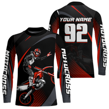 Load image into Gallery viewer, Personalized Red Motocross Shirts Racing Jersey Dirt Bike Jersey Kid Men Women UPF30+ DNT14