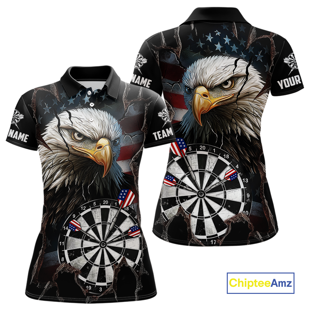 Custom US Flag Eagle Dart Shirts For Women Dart Board Gifts Darts Team Jerseys Dart League NNT154