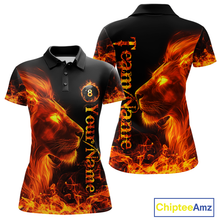 Load image into Gallery viewer, Custom Flame Lion 8 Ball Billiard Shirts for Women Billiard Team Shirts Billiard League Polo &amp; 1/4 Zip NNT96