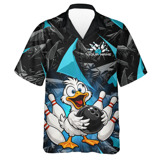 Custom Turquoise Duck Hawaiian Bowling Jersey for Men Women Bowling Team Shirts Bowling League HNT232