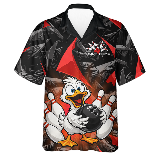 Custom Red Duck Hawaiian Bowling Jersey for Men Women Bowling Team Shirts Bowling League HNT232