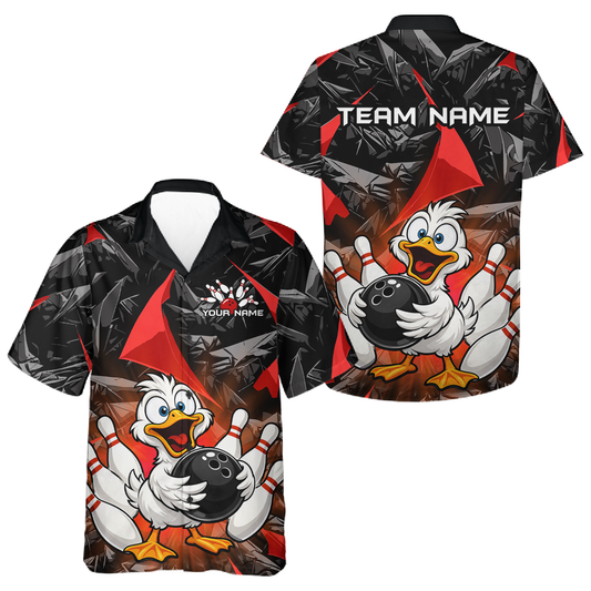 Custom Red Duck Hawaiian Bowling Jersey for Men Women Bowling Team Shirts Bowling League HNT232