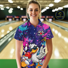 Load image into Gallery viewer, Custom Graffiti Funny Duck Bowling Jersey for Women Bowling League Bowling Team Shirts Polo &amp; 1/4 Zip HN234