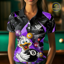 Load image into Gallery viewer, Custom Purple Funny Duck 8 Ball Pool Shirts Billiard Shirt for Women Billiard Team Jersey League NNT172