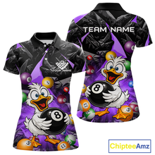 Load image into Gallery viewer, Custom Purple Funny Duck 8 Ball Pool Shirts Billiard Shirt for Women Billiard Team Jersey League NNT172