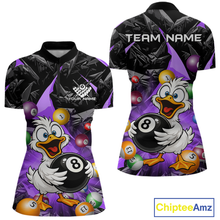 Load image into Gallery viewer, Custom Purple Funny Duck 8 Ball Pool Shirts Billiard Shirt for Women Billiard Team Jersey League NNT172