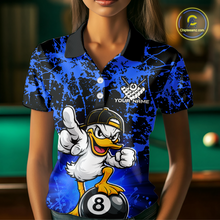 Load image into Gallery viewer, Custom Blue Funny Duck Billiard Shirt for Women Billiard Team Jersey League 8 Ball Pool Shirts NNT171
