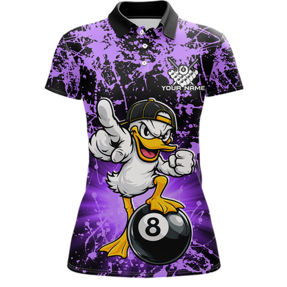 Custom Purple Funny Duck Billiard Shirt for Women Billiard Team Jersey League 8 Ball Pool Shirts NNT171