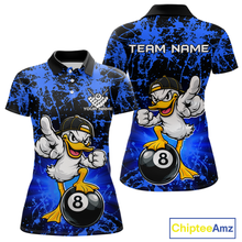 Load image into Gallery viewer, Custom Blue Funny Duck Billiard Shirt for Women Billiard Team Jersey League 8 Ball Pool Shirts NNT171
