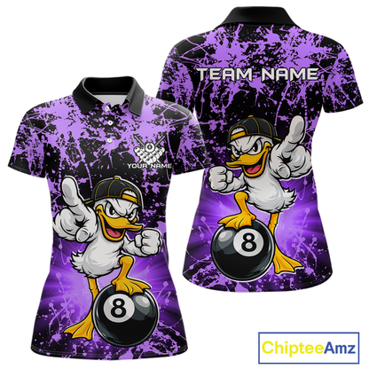 Custom Purple Funny Duck Billiard Shirt for Women Billiard Team Jersey League 8 Ball Pool Shirts NNT171