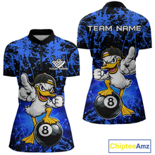 Load image into Gallery viewer, Custom Blue Funny Duck Billiard Shirt for Women Billiard Team Jersey League 8 Ball Pool Shirts NNT171