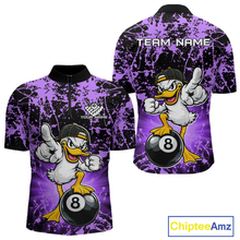 Load image into Gallery viewer, Custom Purple Funny Duck Billiard Shirt for Men Billiard Team Jersey League 8 Ball Pool Shirts NNT171