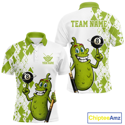 Custom Funny Pickle 8 Ball Pool Shirts Argyle Billiard Shirt for Men Billiard Team Jersey League NNT173