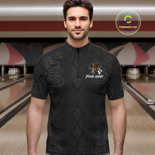 Load image into Gallery viewer, Custom Black Cobra Snake Bowling Jersey for Men Bowling Team Shirts Bowling League HNT309