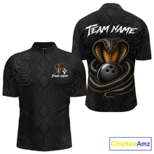 Load image into Gallery viewer, Custom Black Cobra Snake Bowling Jersey for Men Bowling Team Shirts Bowling League HNT309