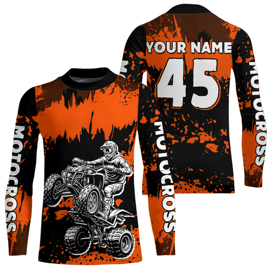 Orange ATV Motocross Jersey Kid Adult Custom Quad Bike Jersey Off-Road Shirt UPF30+ DNT59