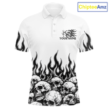 Load image into Gallery viewer, Custom Skull Flame Bowling Jersey for Men Bowling Team Shirts Bowling League Polo &amp; 1/4 Zip HNT305