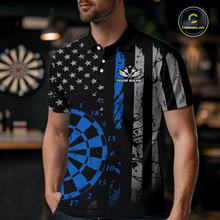 Load image into Gallery viewer, Custom Blue US Flag Darts Shirt for Men Darts Team Jerseys Dart Tournament Polo &amp; 1/4 Zip NNT116