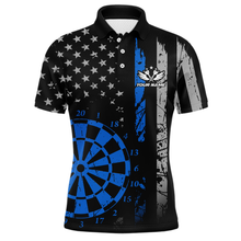 Load image into Gallery viewer, Custom Blue US Flag Darts Shirt for Men Darts Team Jerseys Dart Tournament Polo &amp; 1/4 Zip NNT116
