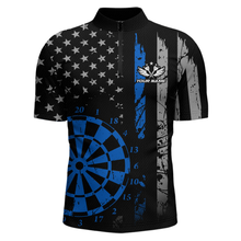 Load image into Gallery viewer, Custom Blue US Flag Darts Shirt for Men Darts Team Jerseys Dart Tournament Polo &amp; 1/4 Zip NNT116