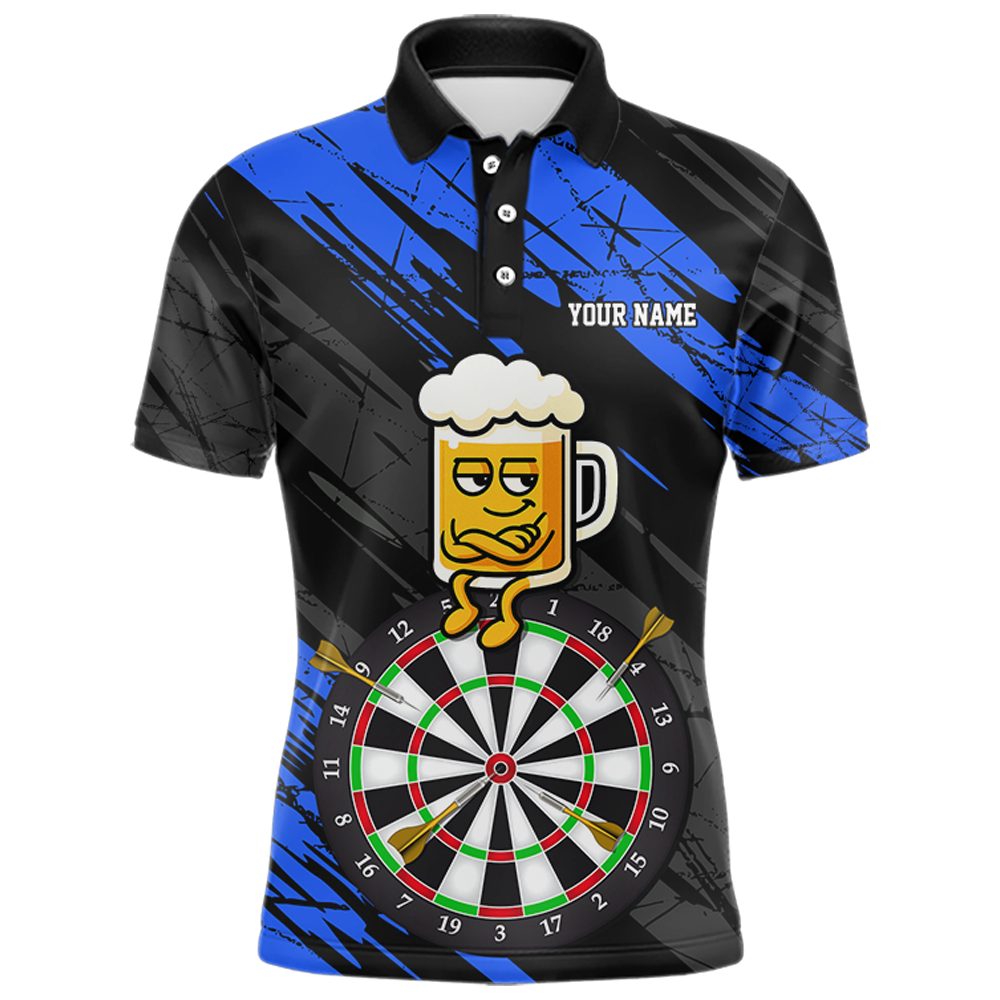 Custom Blue Funny Beer Darts Board Dart Shirts For Men Darts Team Jerseys Dart Tournament NNT120