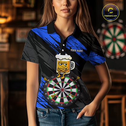Custom Blue Funny Beer Darts Board Dart Shirts For Women Darts Team Jerseys Dart Tournament NNT120