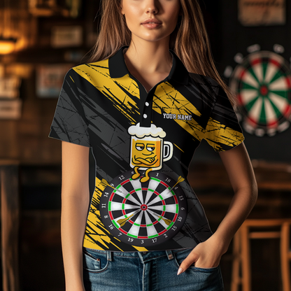 Custom Yellow Funny Beer Darts Board Dart Shirts For Women Darts Team Jerseys Dart Tournament NNT120