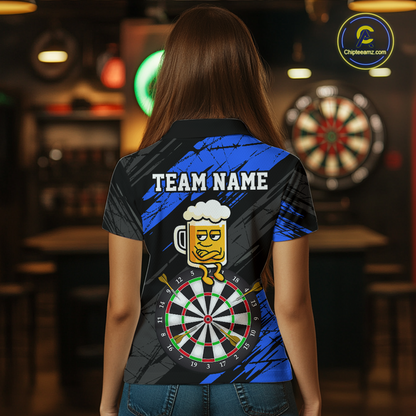 Custom Blue Funny Beer Darts Board Dart Shirts For Women Darts Team Jerseys Dart Tournament NNT120