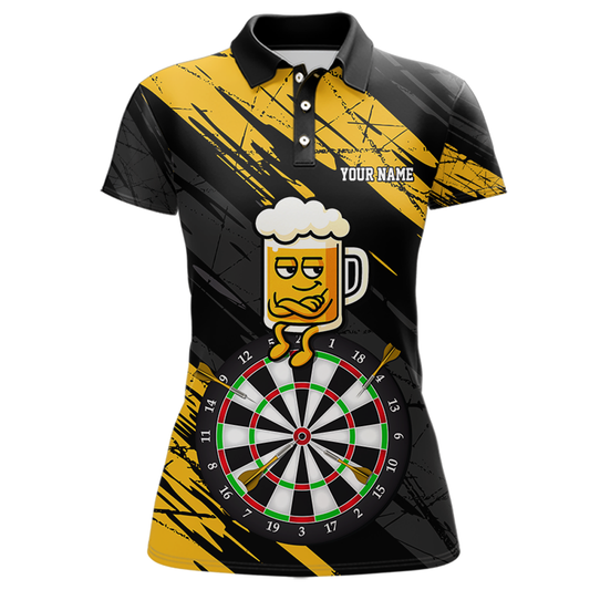 Custom Yellow Funny Beer Darts Board Dart Shirts For Women Darts Team Jerseys Dart Tournament NNT120