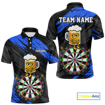 Custom Blue Funny Beer Darts Board Dart Shirts For Men Darts Team Jerseys Dart Tournament NNT120