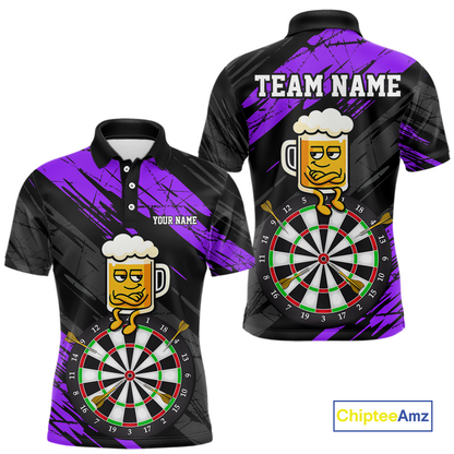 Custom Purple Funny Beer Darts Board Dart Shirts For Men Darts Team Jerseys Dart Tournament NNT120