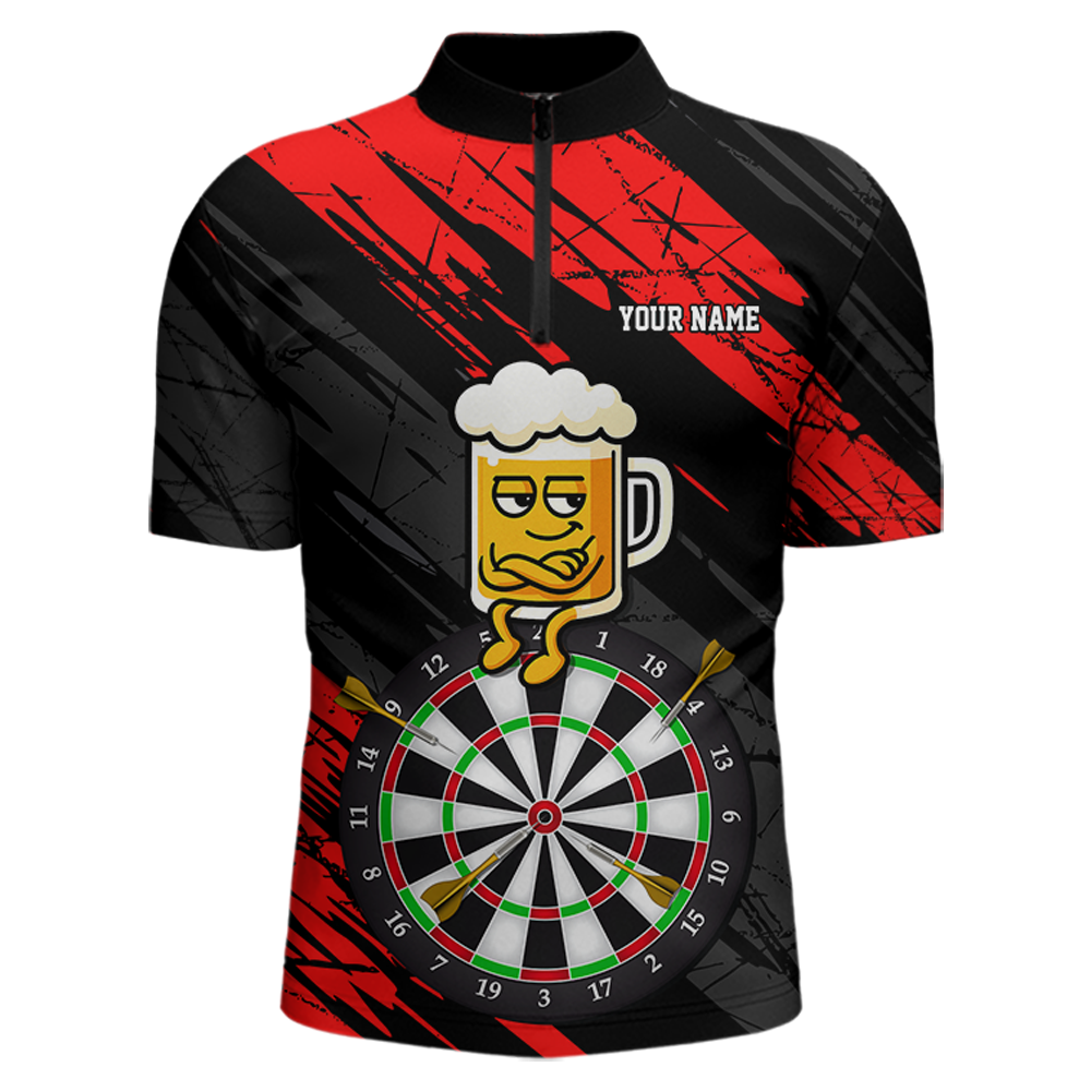 Custom Red Funny Beer Darts Board Dart Shirts For Men Darts Team Jerseys Dart Tournament NNT120