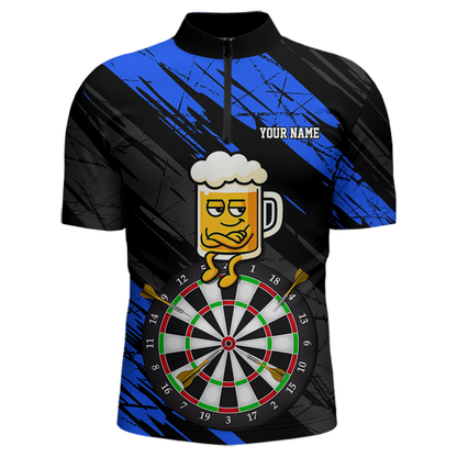 Custom Blue Funny Beer Darts Board Dart Shirts For Men Darts Team Jerseys Dart Tournament NNT120