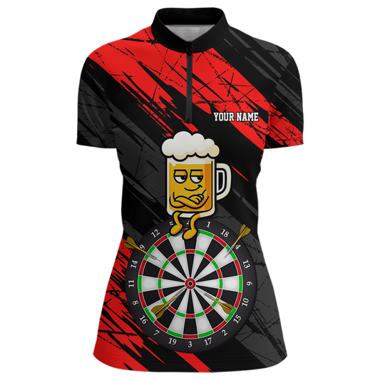 Custom Red Funny Beer Darts Board Dart Shirts For Women Darts Team Jerseys Dart Tournament NNT120