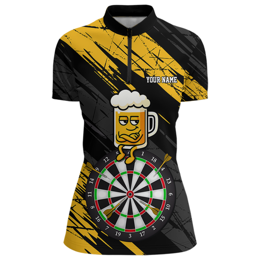 Custom Yellow Funny Beer Darts Board Dart Shirts For Women Darts Team Jerseys Dart Tournament NNT120