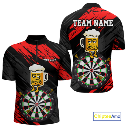 Custom Red Funny Beer Darts Board Dart Shirts For Men Darts Team Jerseys Dart Tournament NNT120
