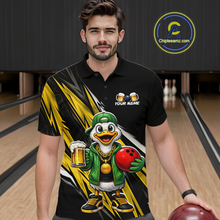 Load image into Gallery viewer, Custom Yellow Beer Duck Bowling Shirt for Men Duck Funny Beer Bowling Team Jersey HNT276