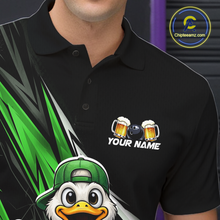 Load image into Gallery viewer, Custom Green Beer Duck Bowling Shirt for Men Duck Funny Beer Bowling Team Jersey HNT276