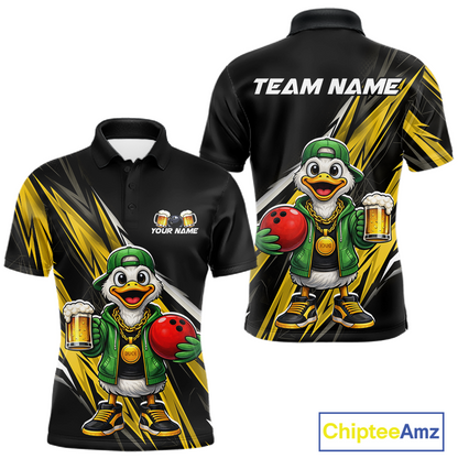 Custom Yellow Beer Duck Bowling Shirt for Men Duck Funny Beer Bowling Team Jersey HNT276