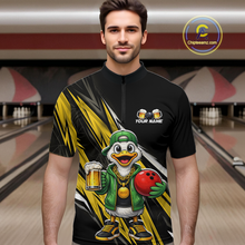 Load image into Gallery viewer, Custom Yellow Beer Duck Bowling Shirt for Men Duck Funny Beer Bowling Team Jersey HNT276