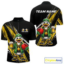 Load image into Gallery viewer, Custom Yellow Beer Duck Bowling Shirt for Men Duck Funny Beer Bowling Team Jersey HNT276