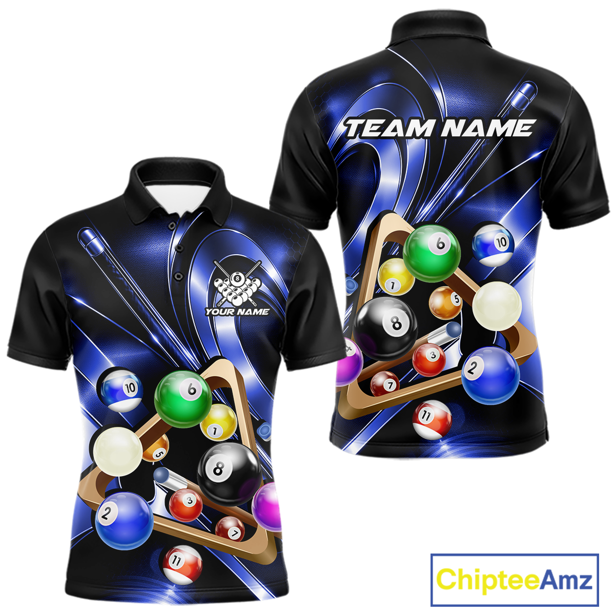 Custom Ball Pool Shirts Blue Billiard Shirt for Men Billiard Team Jersey Billiard League NNT180