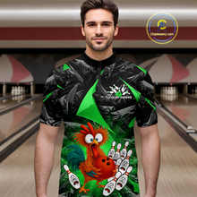Load image into Gallery viewer, Custom Green Funny Chicken Bowling Jersey for Men Bowling Team Shirts  Polo &amp; 1/4 Zip HNT138