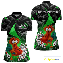 Load image into Gallery viewer, Custom Green Funny Chicken Bowling Jersey for Women Bowling Team Shirts Polo &amp; 1/4 Zip HNT138