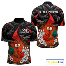 Load image into Gallery viewer, Custom Red Funny Chicken Bowling Jersey for Men Bowling Team Shirts  Polo &amp; 1/4 Zip HNT138