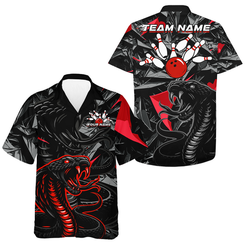 Custom Red Cobra Snake Hawaiian Bowling Jersey Bowling Team Shirts Bowling Uniform HNT137